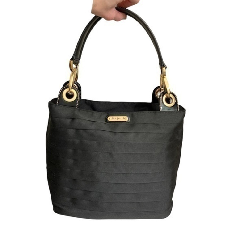 Erik javits grosgrain ribbon ruffled handbag